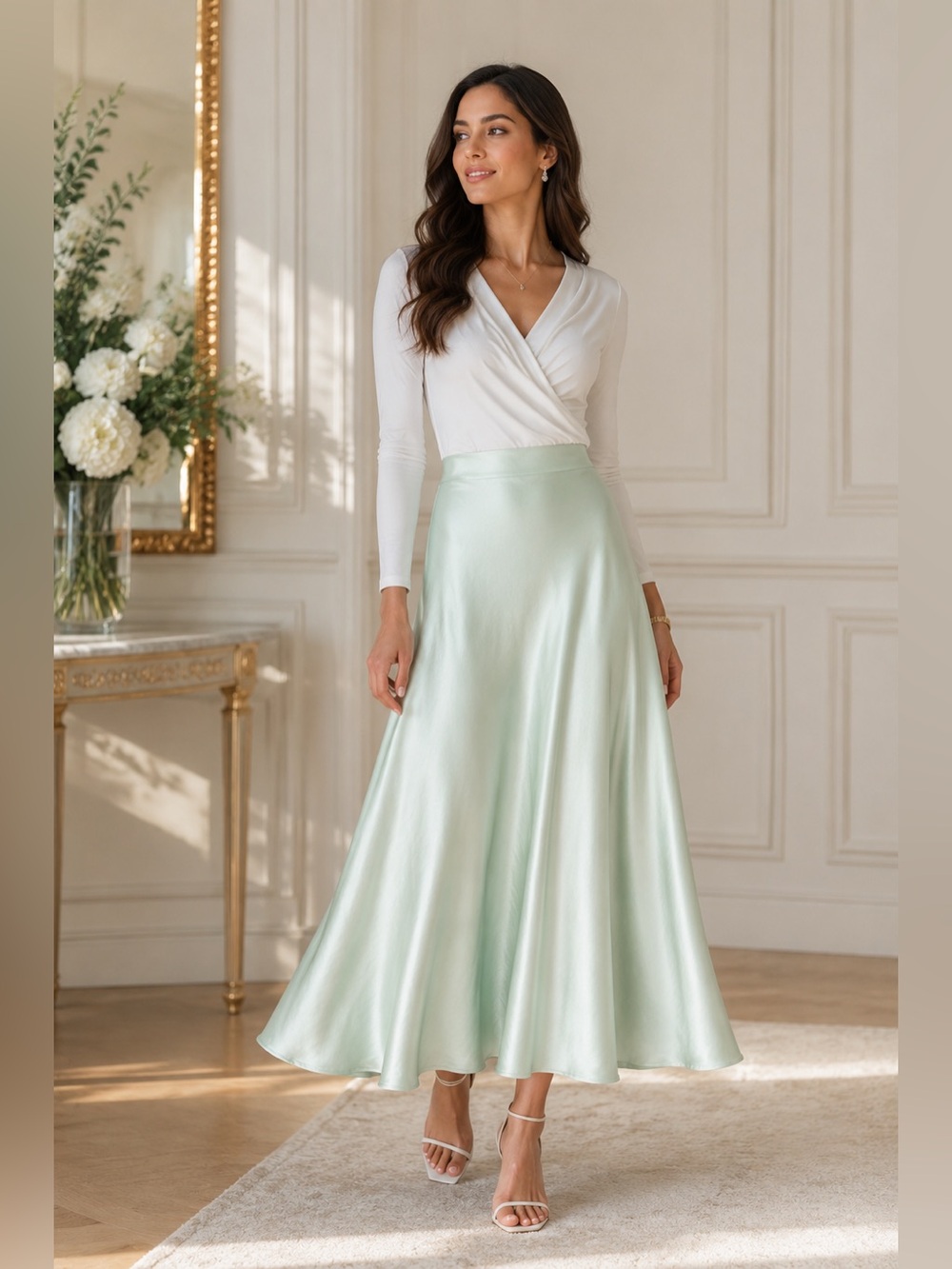 New Aleeza Paris The Shimmer Slip Skirt – Tiffany Blue | Size Small | NWT